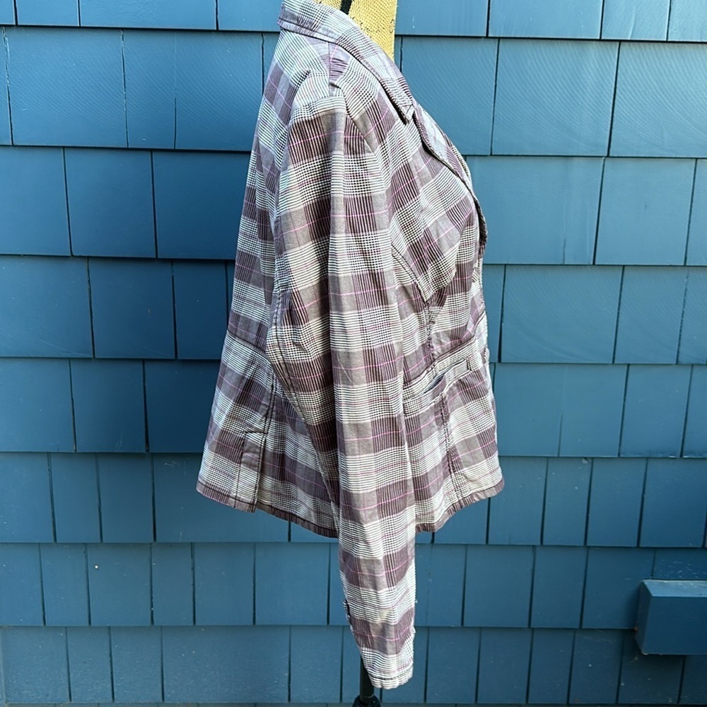 💜💜💜Hillary & Hanson XL purple houndstooth jacket blazer - Picture 4 of 8